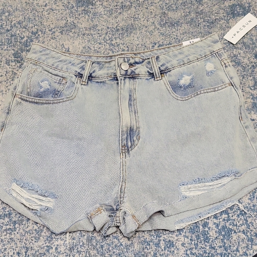 PacSun Faded Blue Distressed Jean Shorts